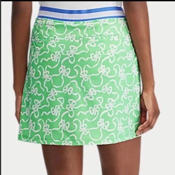 Ralph Lauren Women's bow print golf skort Skirt Stretchy with Pockets Green M - Picture 2 of 11